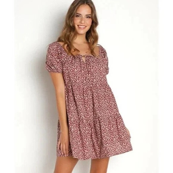 Anthropologie LACAUSA Playa Mini Dress Cocoa Magic Mushroom Size M NWT - Picture 2 of 5